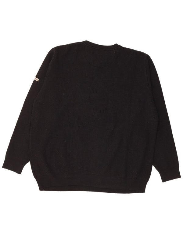 Мужской джемпер с круглым вырезом NORTH POLE, размер 2XL, черная шерсть