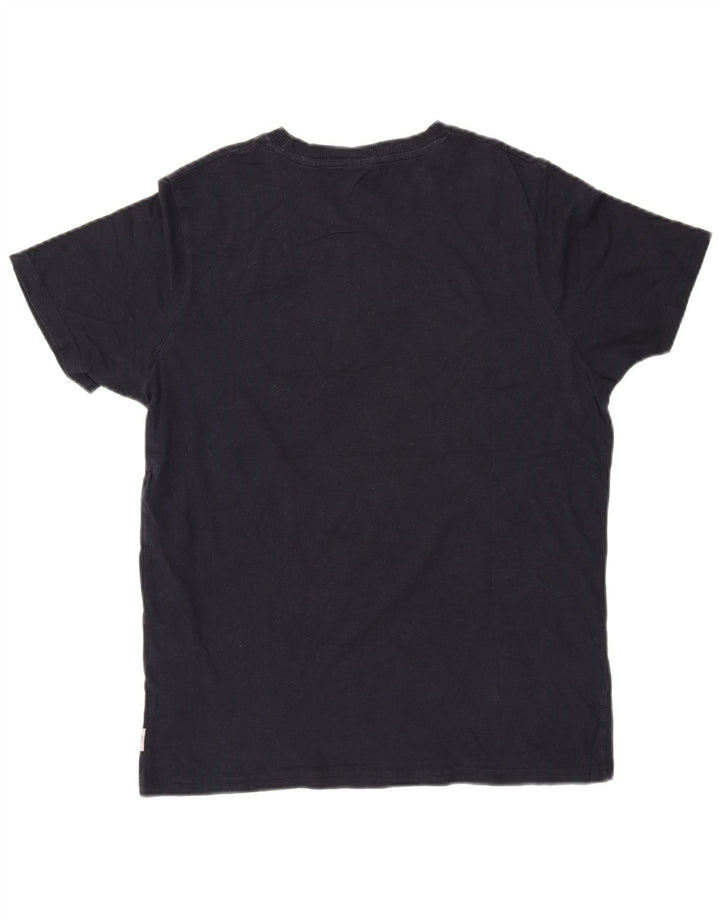 Мужская футболка с рисунком JACK & JONES, топ среднего размера, темно-синий, хлопок