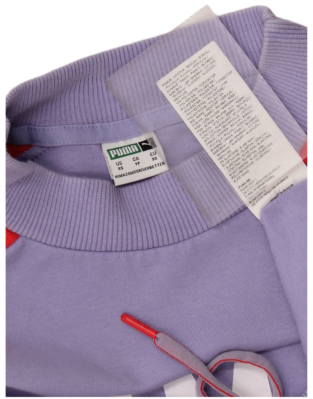 Женский джемпер оверсайз с графическим рисунком Puma UK 6 XS фиолетовый с цветными блоками