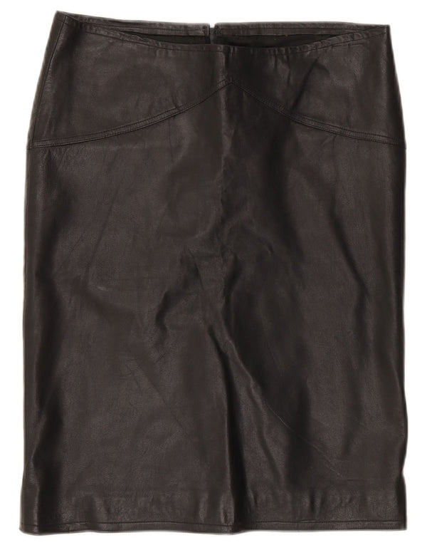 Винтажная женская кожаная юбка W32, большая черная