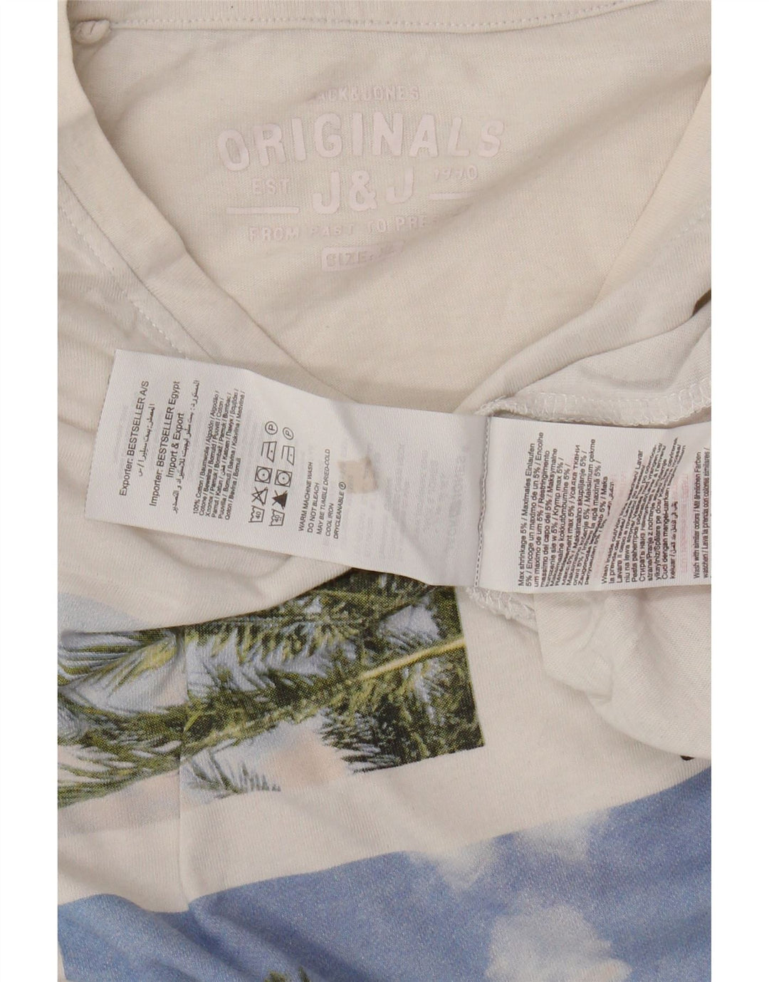 Мужская футболка с рисунком JACK & JONES, топ XL, белый хлопок