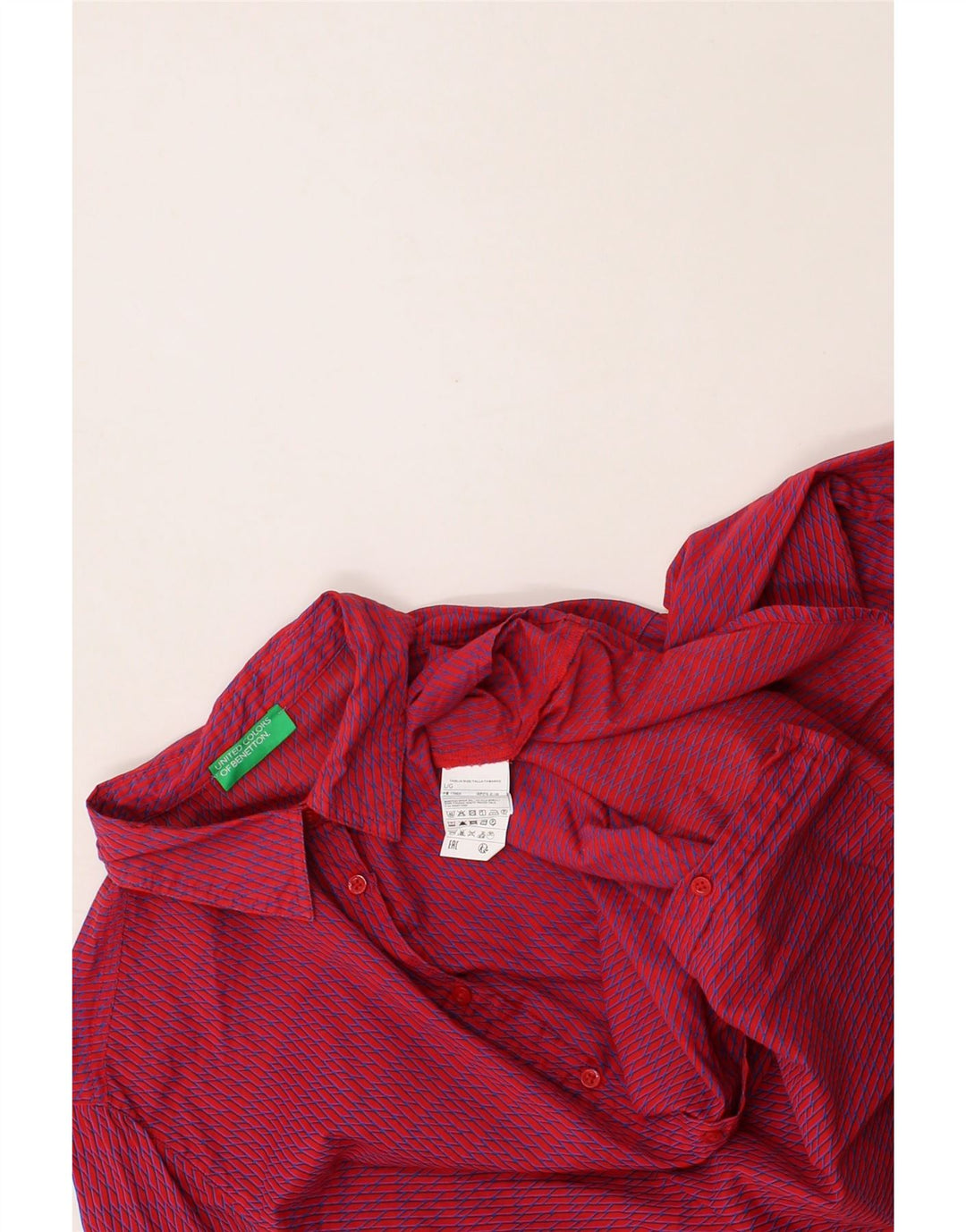 BENETTON Womens Shirt UK 18 XL Red Check Cotton Vintage Benetton and Second-Hand Benetton from Messina Hembry 