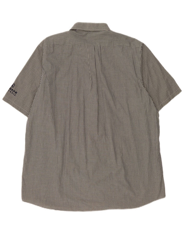 PRINGLE Мужская рубашка с коротким рукавом XL, черная, хлопок в мелкую клетку