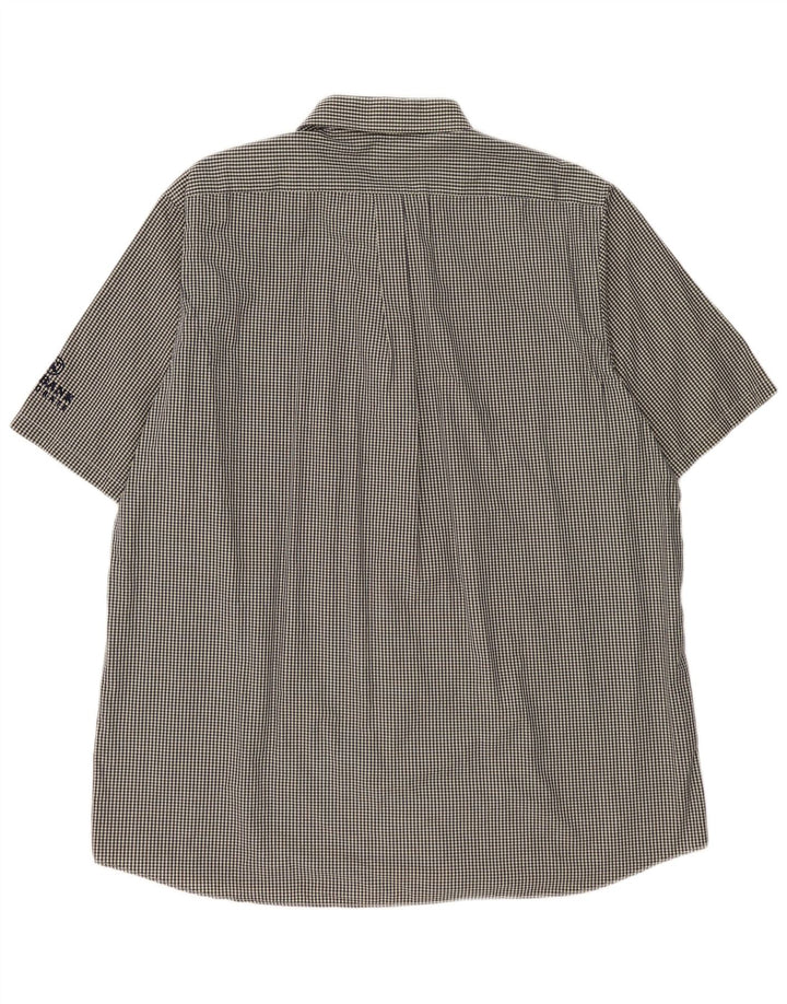 PRINGLE Мужская рубашка с коротким рукавом XL, черная, хлопок в мелкую клетку