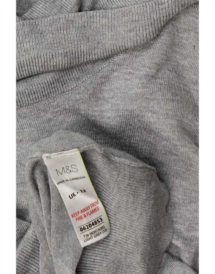 Женский джемпер с высоким воротником Marks & Spencer UK 12, средний серый вискоза
