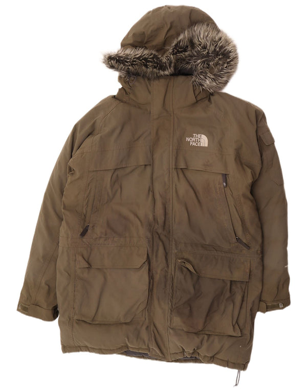 The North Face Mens Hooded Padded Parka Jacket UK 40 Large Khaki Winter