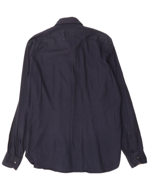 Мужская рубашка AQUASCUTUM, размер 16 1/2 42, большая, темно-синяя, хлопок