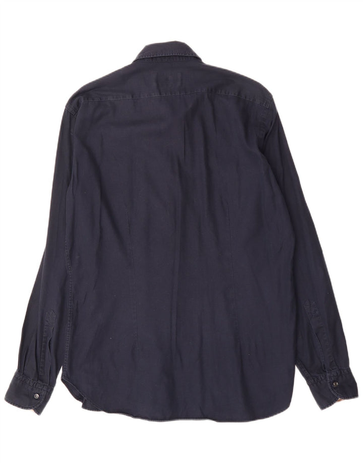 Мужская рубашка AQUASCUTUM, размер 16 1/2 42, большая, темно-синяя, хлопок