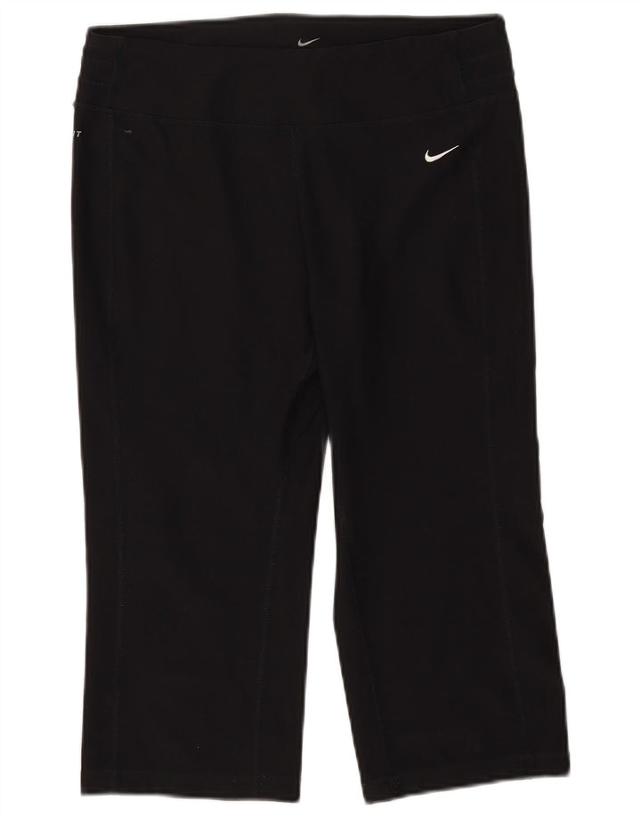 Женские спортивные брюки-капри Nike Dri Fit UK 14, средний черный полиэстер
