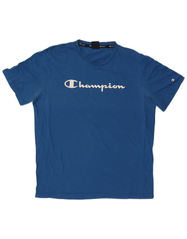 Мужская футболка с рисунком Champion 3XL, синяя, хлопок