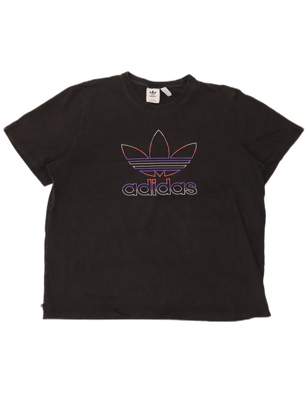 Adidas Mens Graphic T-Shirt Top 2XL Black Cotton