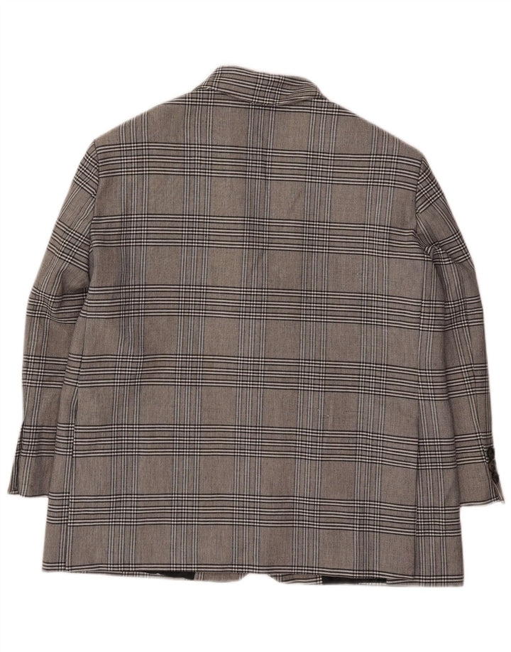 Женский пиджак оверсайз с 2 пуговицами Zara UK 6 XS, серая вискоза в клетку