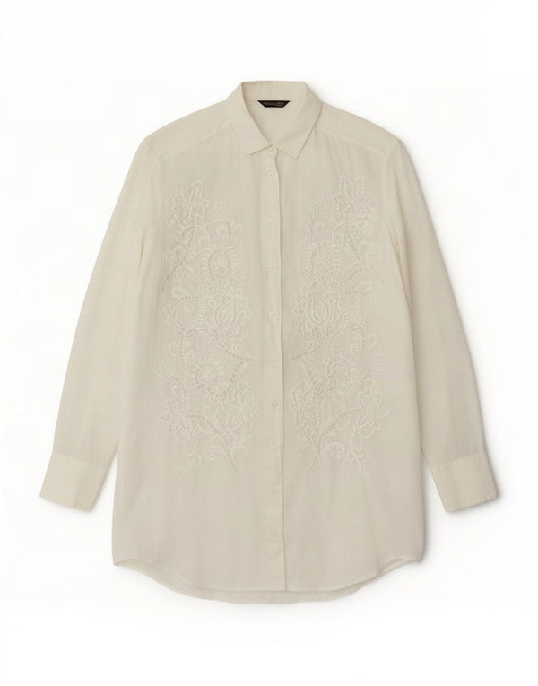 Женское прозрачное платье-рубашка Massimo Dutti, Великобритания, 10, маленькое белое с цветочным принтом