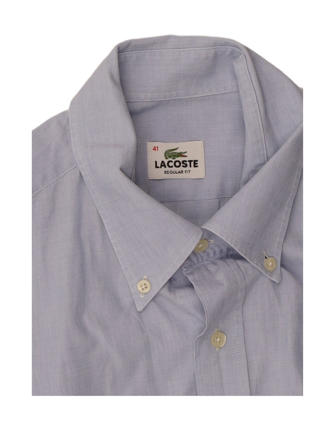LACOSTE Mens Regular Fit Short Sleeve Shirt Size 41 Large Blue Cotton
