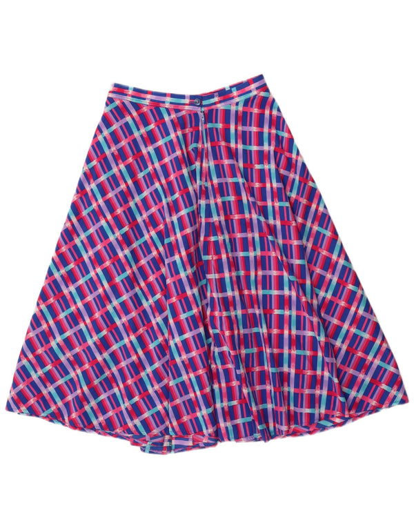 VINTAGE Womens High Waist A-Line Skirt W26 Small Blue Check