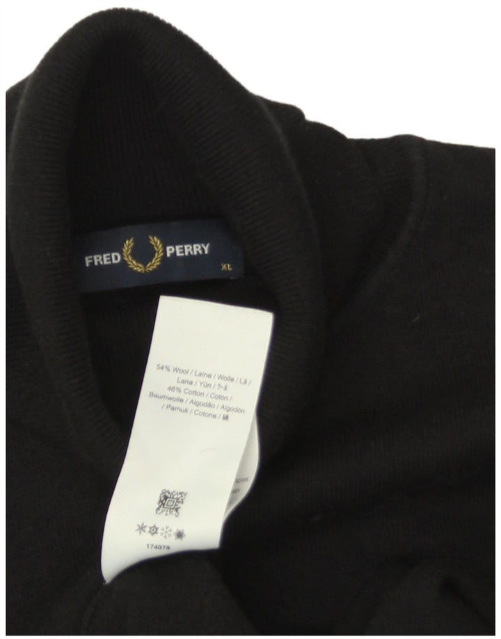 Мужской джемпер с высоким воротником Fred Perry, черный шерстяной свитер XL