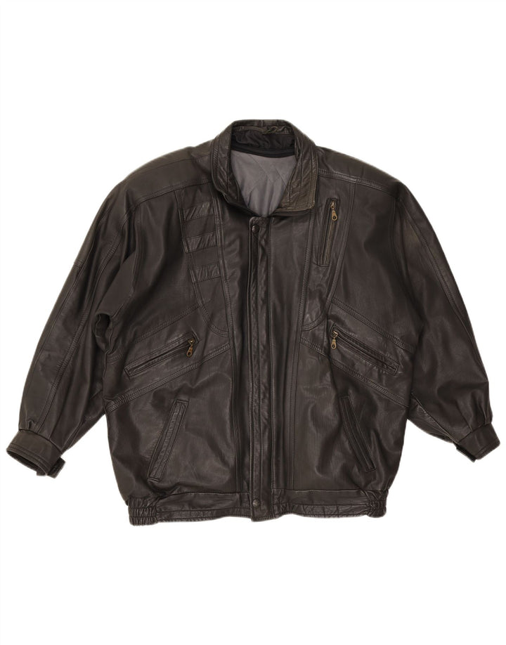 Винтажная мужская кожаная куртка UK 42 XL, черная