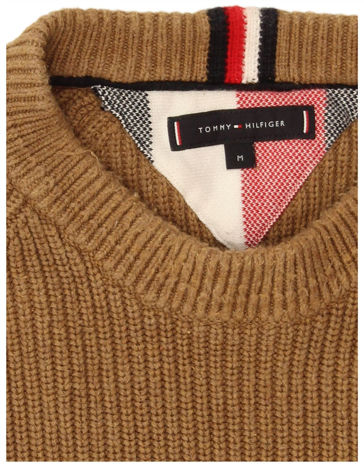 Мужской джемпер с вырезом лодочкой Tommy Hilfiger, хлопковый джемпер среднего коричневого цвета