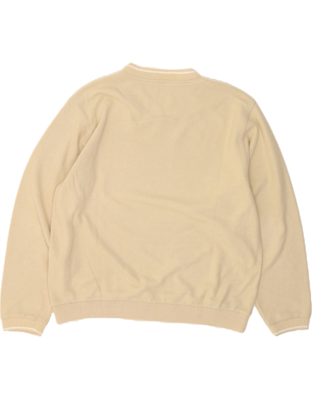 CHAMPION Mens V-Neck Jumper Sweater Large Beige Cotton Vintage Champion and Second-Hand Champion from Messina Hembry 