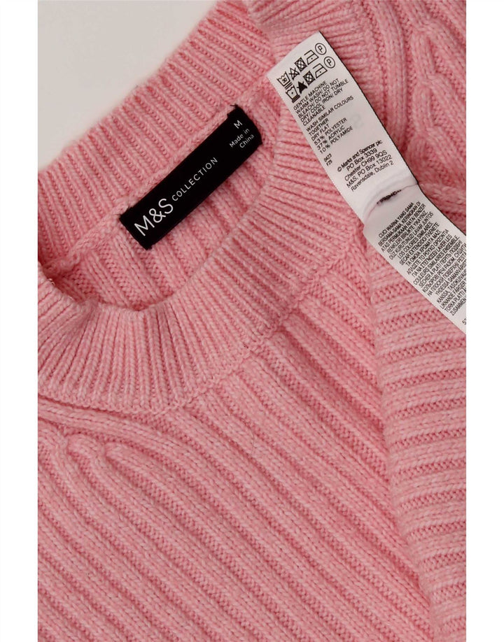 Женский джемпер с круглым вырезом Marks & Spencer, Великобритания 14, средний розовый полиэстер