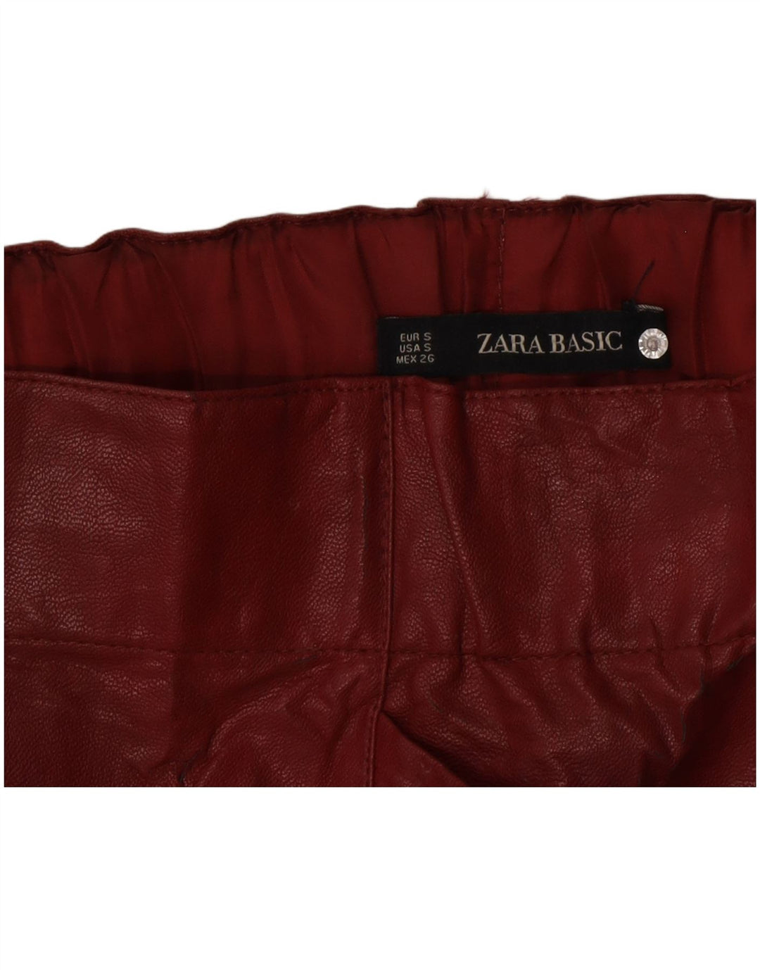 Женская кожаная юбка Zara, маленькая W26, бордовая