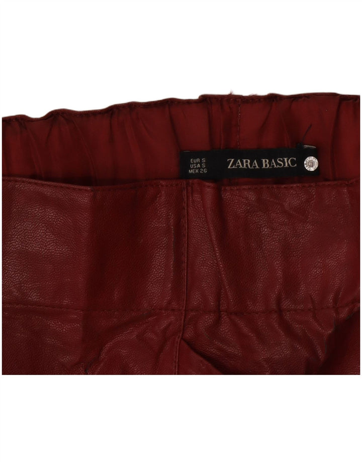 Женская кожаная юбка Zara, маленькая W26, бордовая