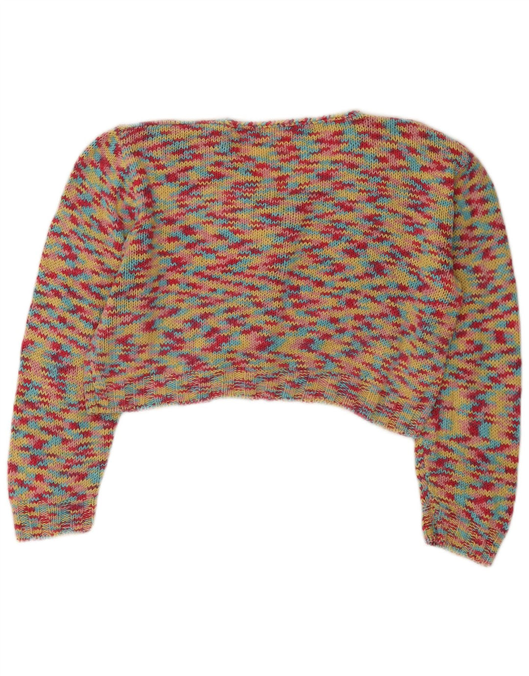 Винтажный женский укороченный свитер-кардиган, Великобритания, 14, средний, разноцветный, в крапинку