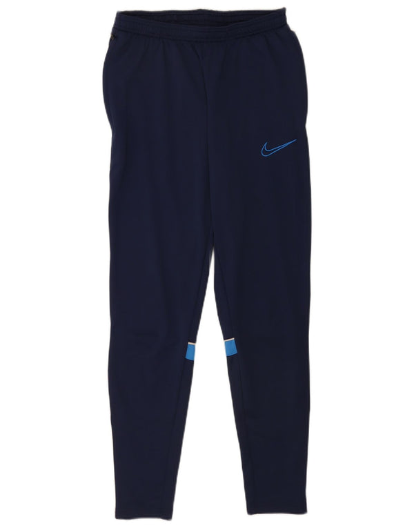 Мужские спортивные брюки Nike Dri Fit, маленькие темно-синие, полиэстер с цветными блоками