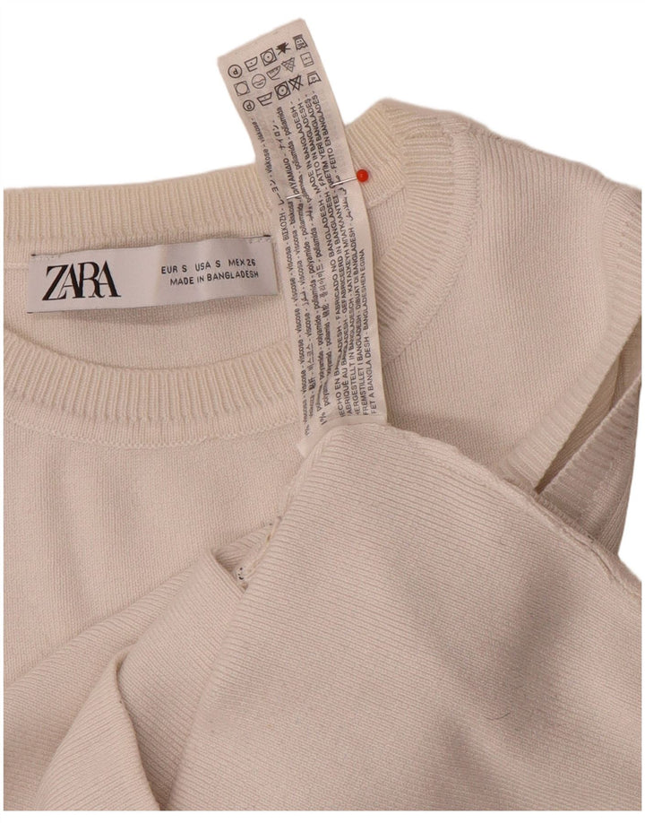 Женский укороченный жилет Zara UK 8, маленький, из белой вискозы