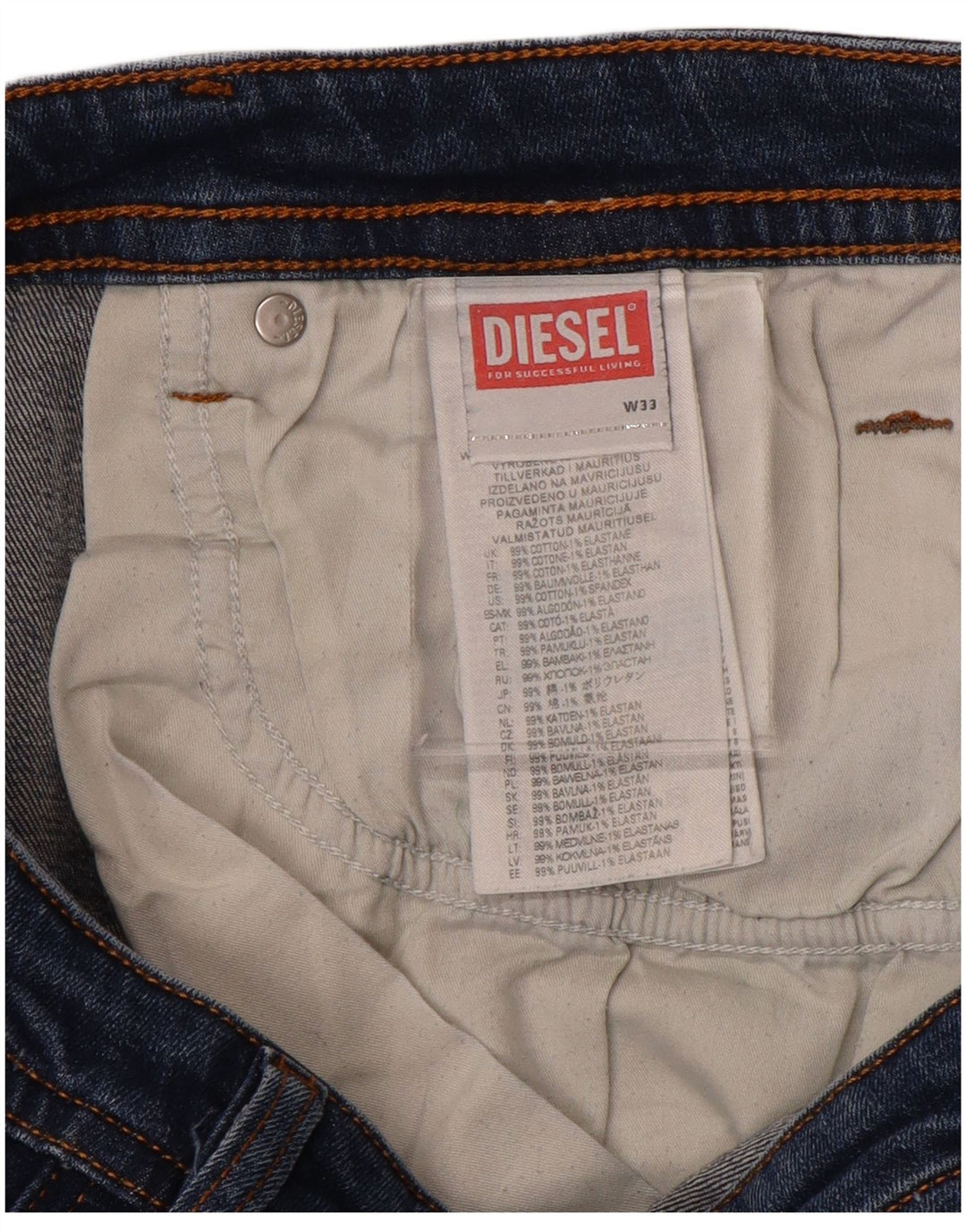 Мужские джинсы скинни Diesel W33 L32 синие, хлопок