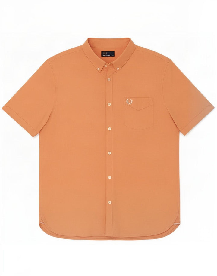 Мужская рубашка с коротким рукавом Fred Perry, большой размер, оранжевая, хлопок