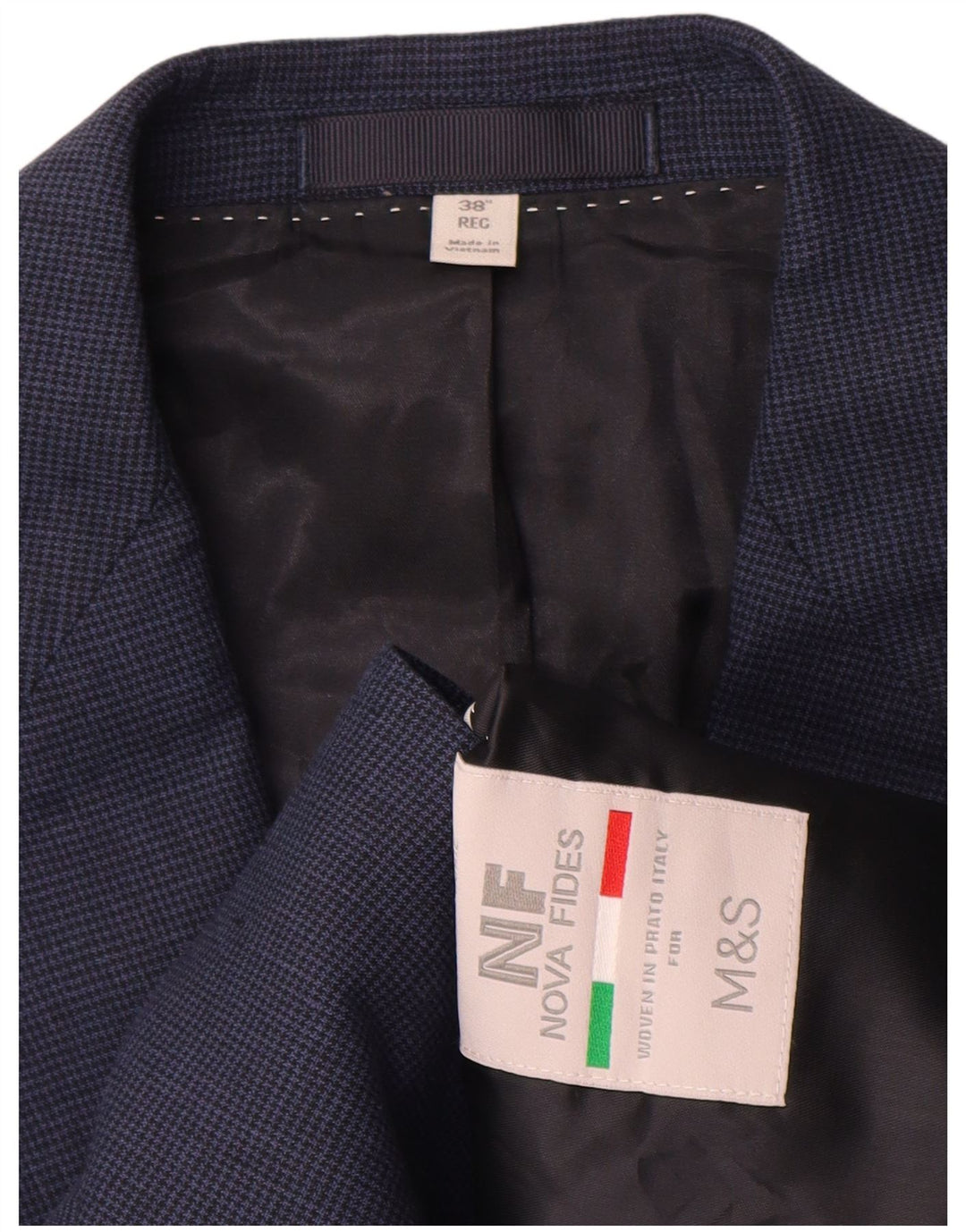 Мужской пиджак на двух пуговицах Marks & Spencer UK 38, средний синий с узором «гусиные лапки»