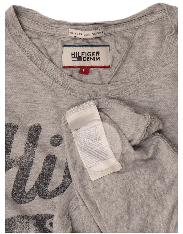 Мужская футболка с рисунком Tommy Hilfiger, большой серый хлопок с крапинками