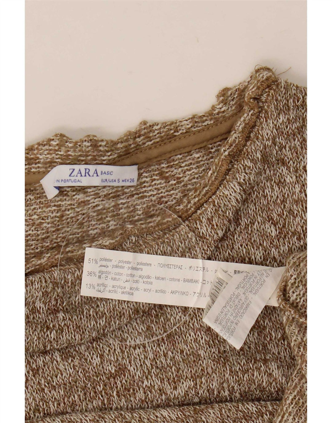 Женский укороченный топ оверсайз Zara UK 10, маленький коричневый полиэстер с длинными рукавами