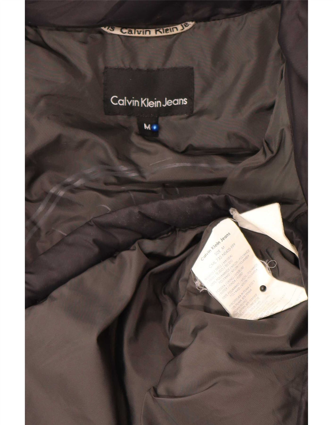 Мужская стеганая куртка с капюшоном Calvin Klein Jeans UK 38, средний черный полиамид