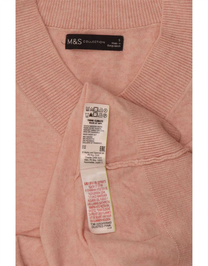 Женский свободный джемпер с v-образным вырезом Marks & Spencer, Великобритания, 10, маленький розовый