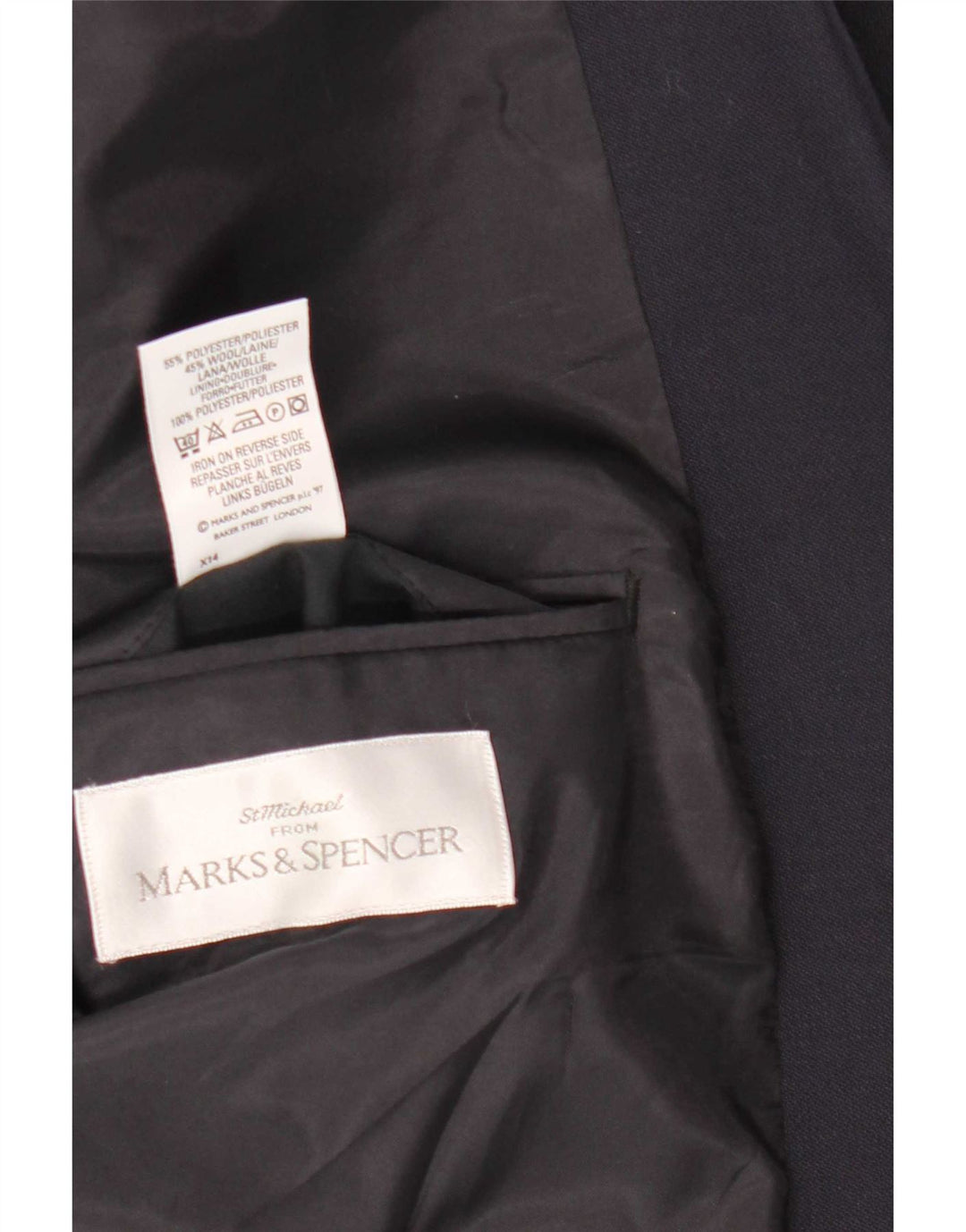 Мужской пиджак на двух пуговицах Marks & Spencer UK 38 средний темно-синий