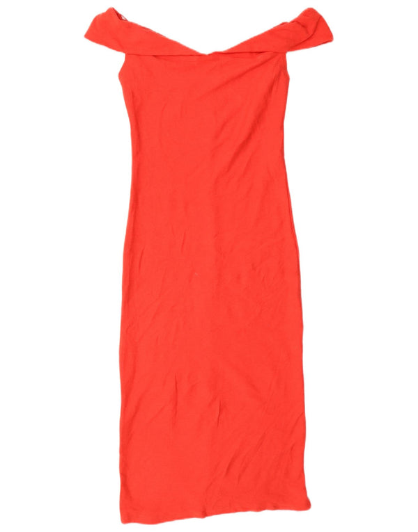 Женское платье с открытыми плечами Zara Trafaluc UK 10, маленькое красное