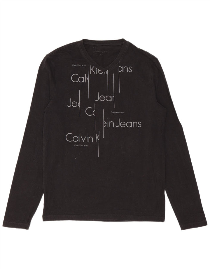 Calvin Klein Jeans Женский топ с рисунком с длинным рукавом UK 12, средний черный