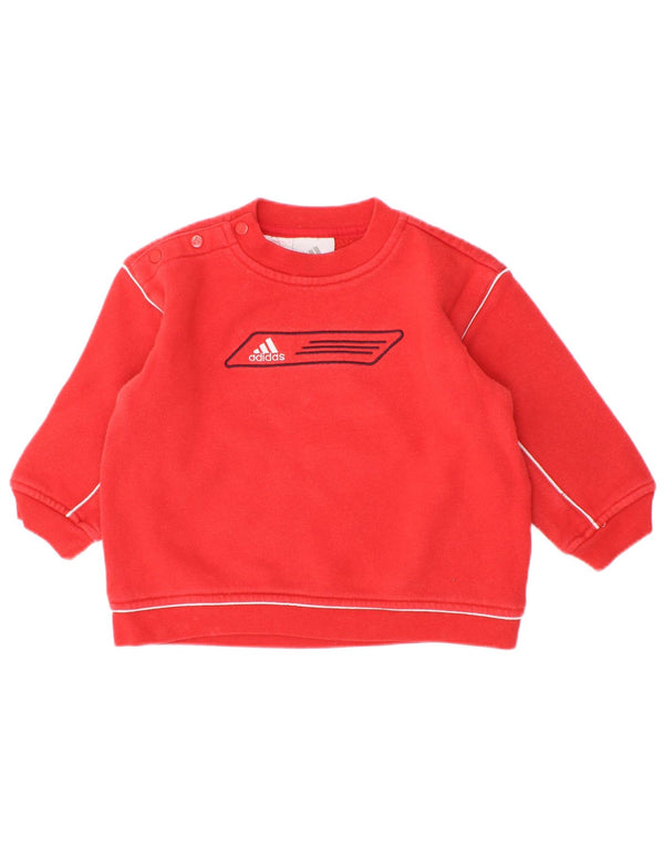 Adidas Baby Boys Толстовка с воротником на пуговицах и графическим принтом Джемпер 9-12 месяцев Красный