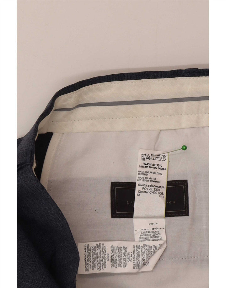 Мужские костюмные брюки классического кроя Marks & Spencer W32 L33 темно-синие из полиэстера