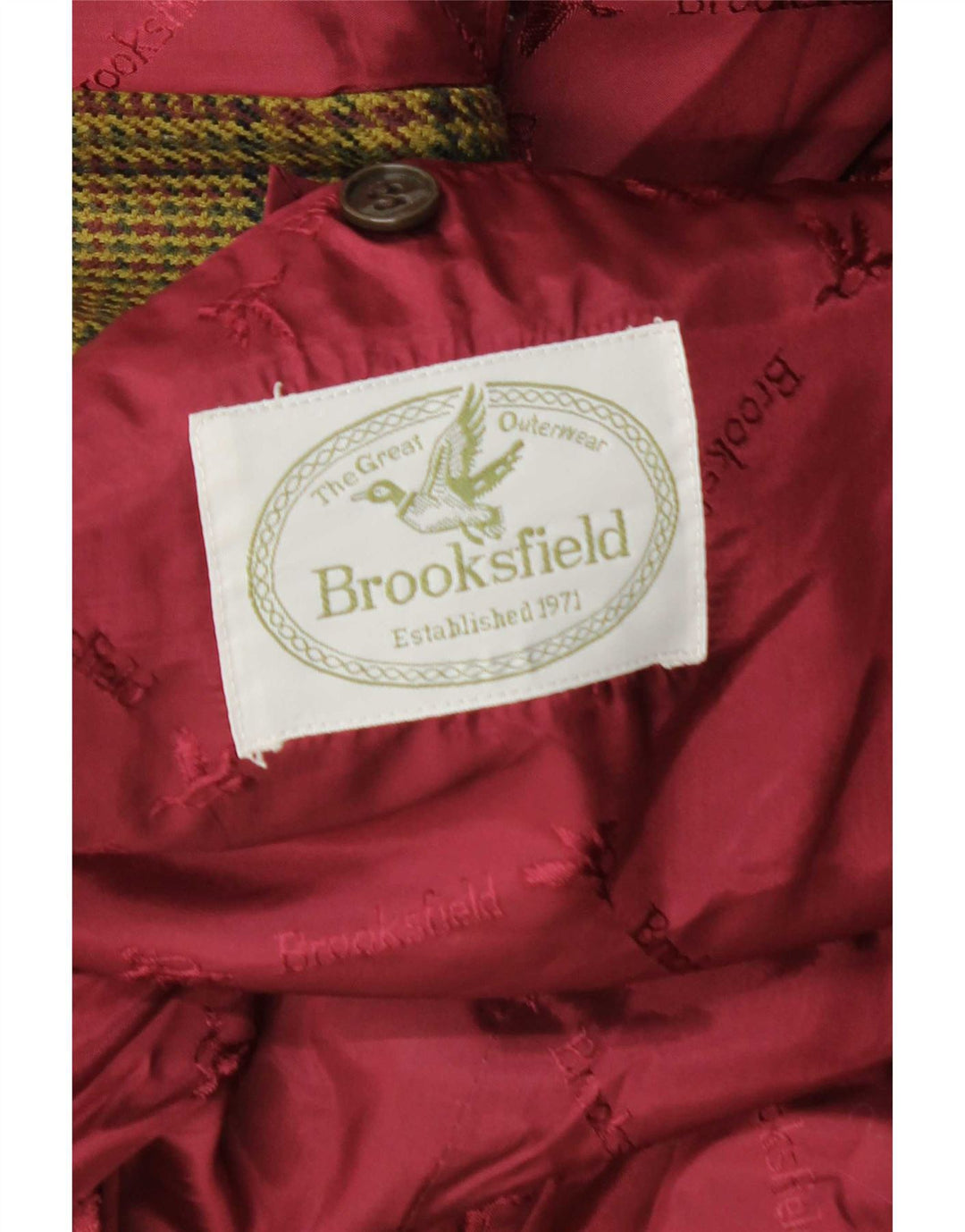 Мужской пиджак Brooksfield на 2 пуговицах UK 40, большая клетка цвета хаки