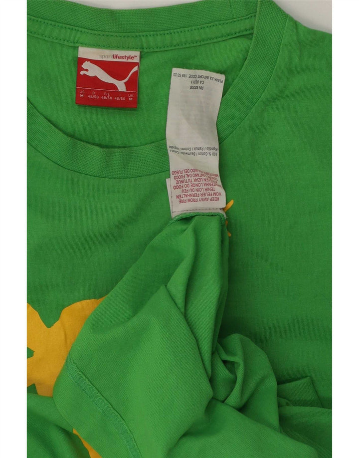 Мужская футболка с рисунком Usain Bolt Puma, хлопковый топ среднего зеленого цвета