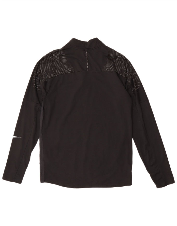 Мужской топ Nike Dri Fit с воротником на молнии и длинными рукавами, маленький черный в пятнистый полиэстер