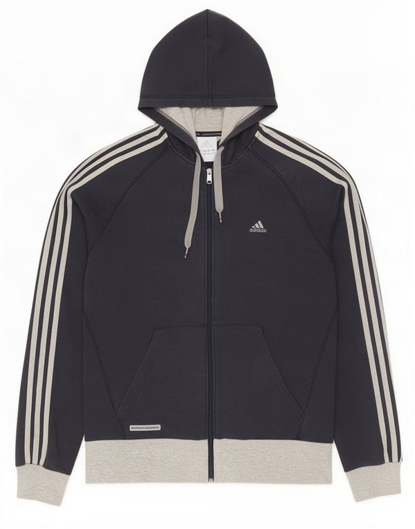 Мужской свитер с капюшоном на молнии Adidas, большой темно-синий, хлопок с цветными блоками