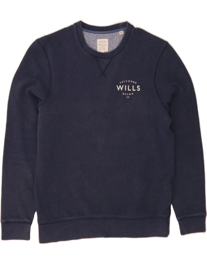 JACK WILLS Mens Sweatshirt Jumper Medium Navy Blue Cotton Vintage Jack Wills and Second-Hand Jack Wills from Messina Hembry 