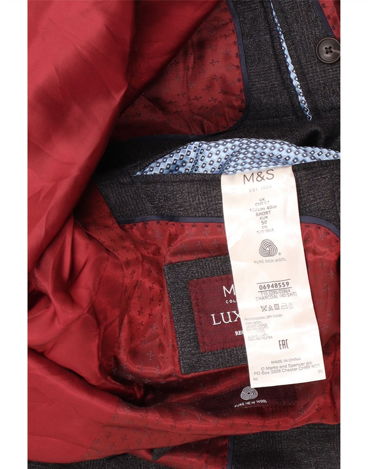 Мужской пиджак Marks & Spencer на 2 пуговицах, Великобритания 40, большая серая клетка в клетку