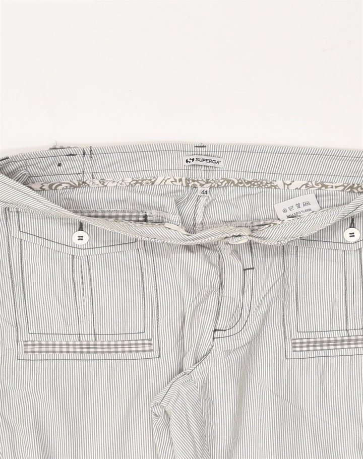 SUPERGA Womens Capri Casual Trousers IT 44 Medium W32 L20 Grey Pinstripe | Vintage Superga | Thrift | Second-Hand Superga | Used Clothing | Messina Hembry 