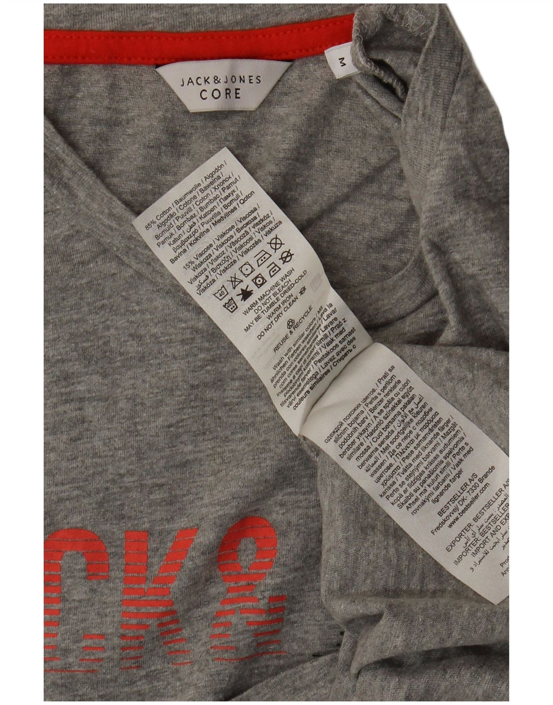 Мужская футболка Jack & Jones Core с рисунком, хлопковый топ среднего серого цвета