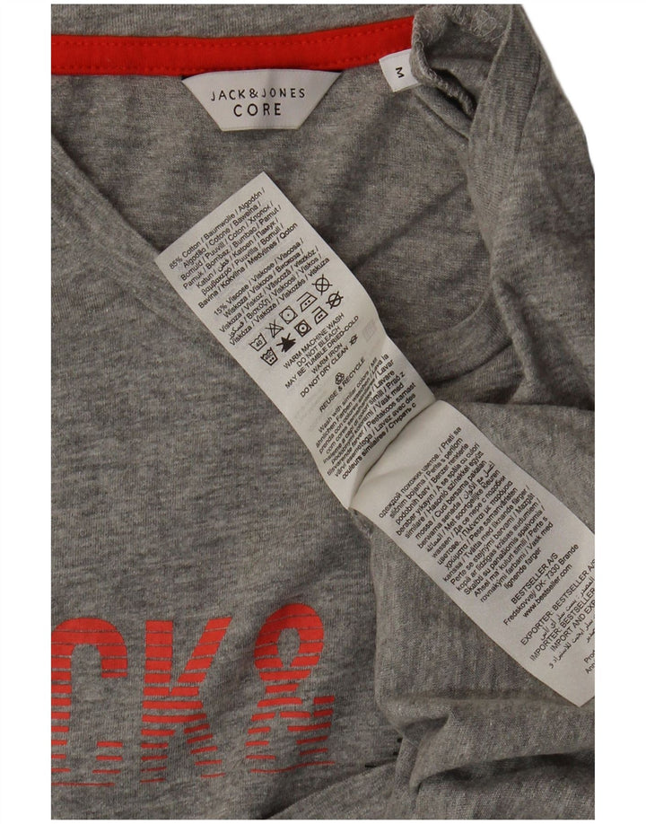 Мужская футболка Jack & Jones Core с рисунком, хлопковый топ среднего серого цвета
